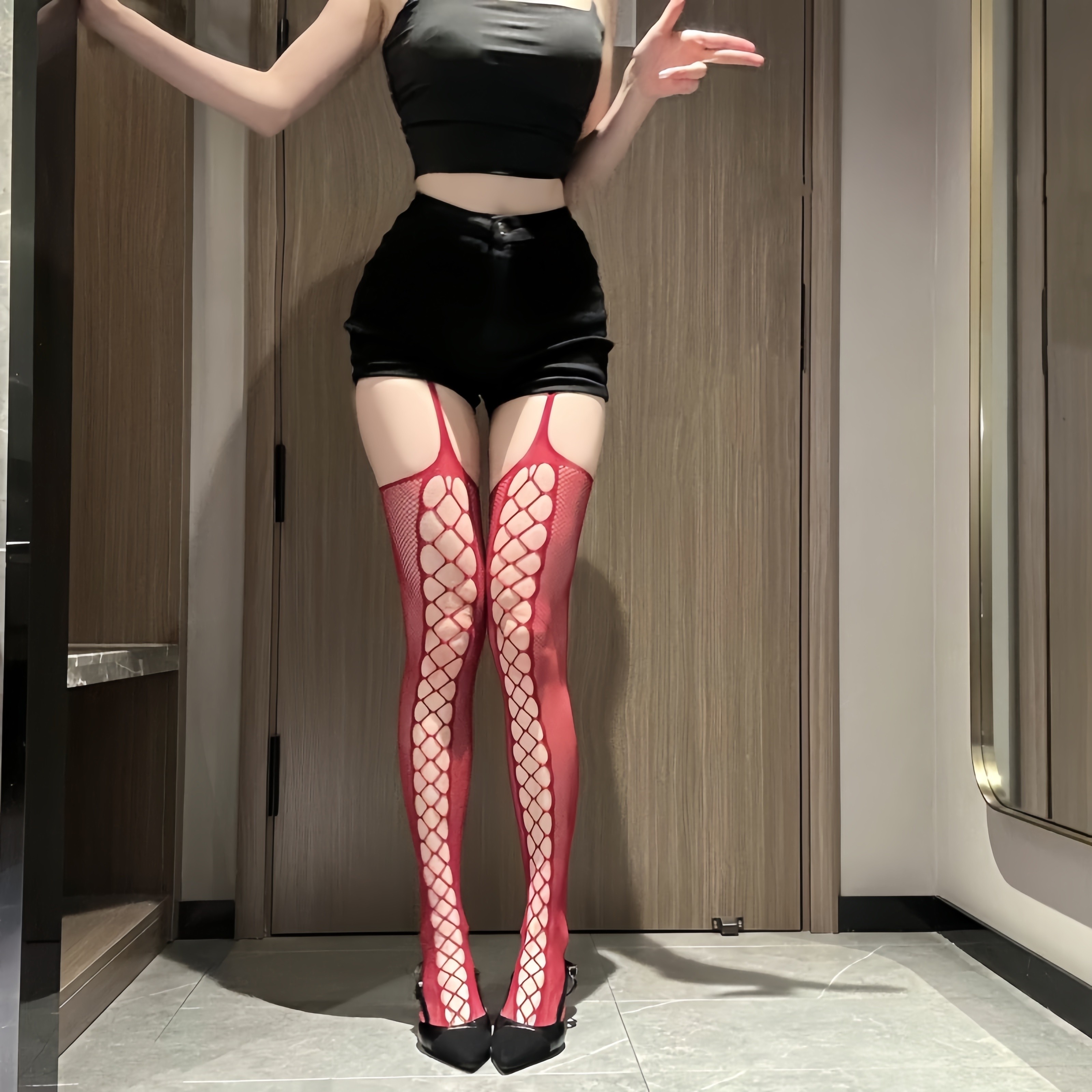 性感蕾丝提花吊带渔网袜女情调黑丝镂空纯欲大码过膝长筒连裤网袜,淘宝优惠券,粉丝福利购,淘宝优惠卷