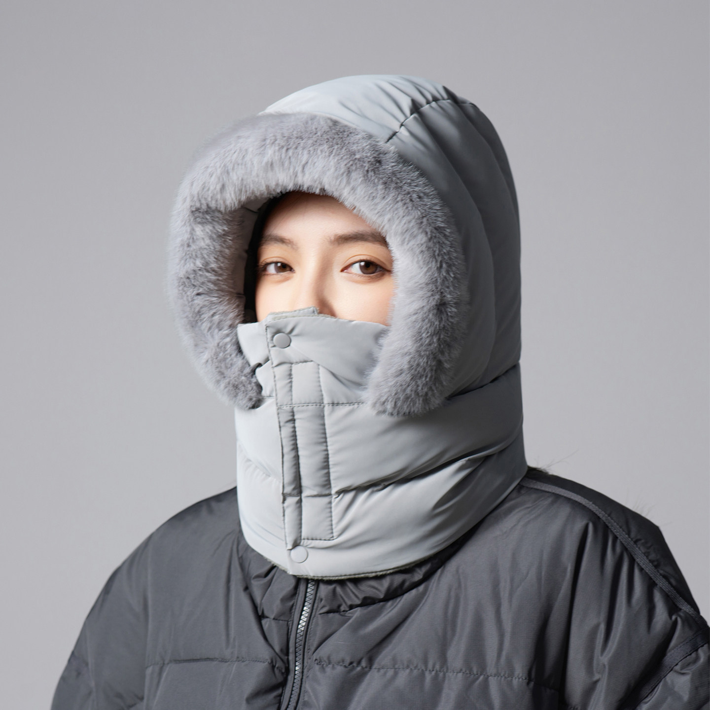 雷锋帽女2025冬季加绒围脖一体帽子男骑行加厚保暖防风防寒套头帽