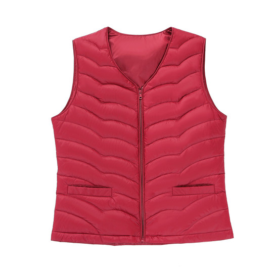 Hengyuanxiang zipper short V-neck 90% white duck down vest