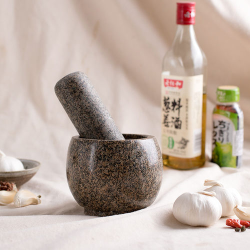 天然麦饭石臼子老式家用压蒜神器捣蒜缸拍蒜研磨器舂钵家用擂钵 - 图2