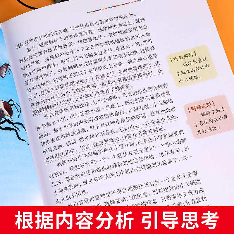 昆虫记正版原著完整版 昆虫记小学生 三年级必读的课外书四年级阅读书籍 带真题考点 法布尔全集全套上册下册学生版 SD - 图1