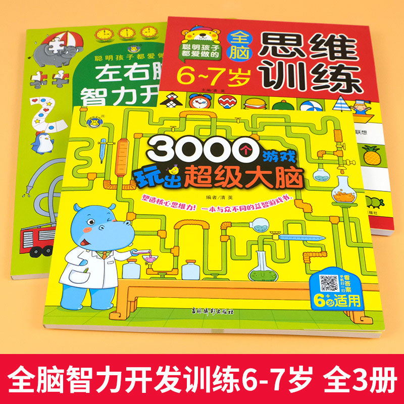 全套3册6-7岁左右脑智力开发600题儿童潜能开发全书3000个游戏玩出超级大脑开发训练书幼儿数学启蒙逻辑思维训练益智早教图书籍HM - 图0