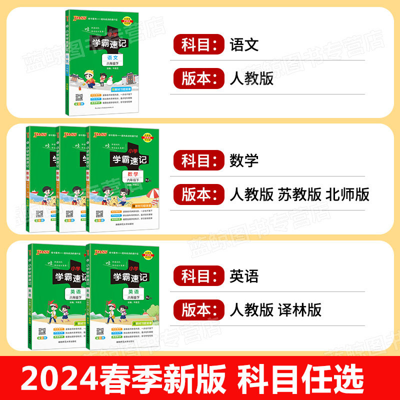 2024春新版小学学霸速记一年级下册二三四五六语文数学英语全套人教版北师大苏教科学道法同步训练重点知识点汇总速查速记绿卡RJ