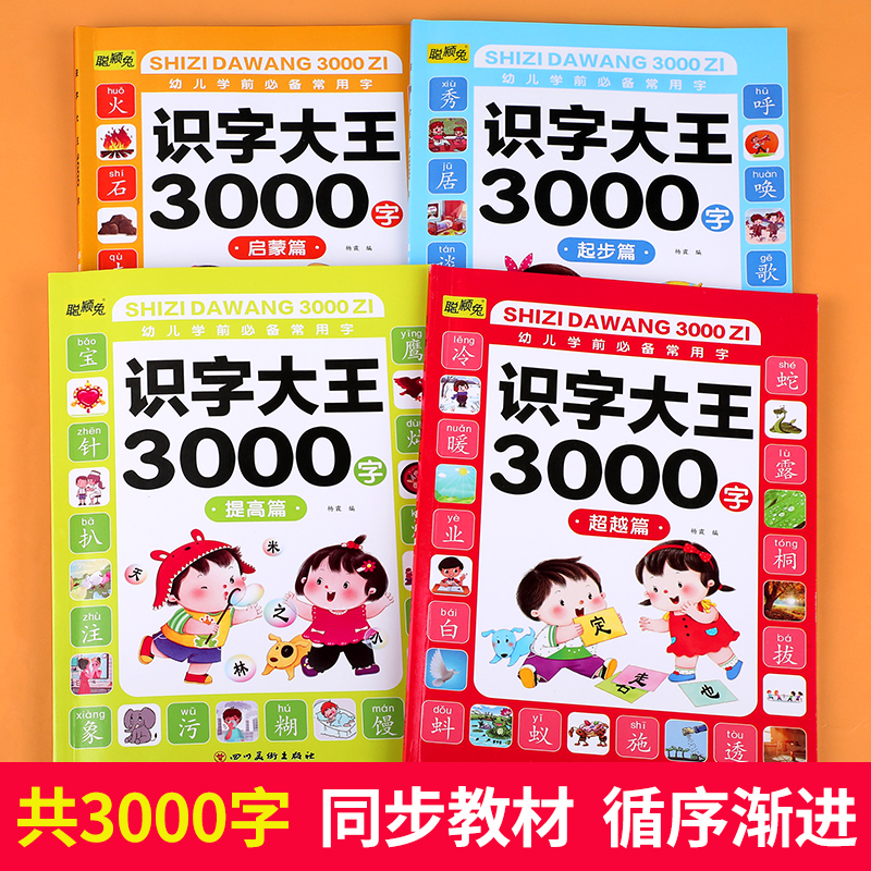 识字书幼儿认字 识字大王3000字 幼儿识字启蒙认字卡片 识字卡3000字幼儿园认字神器 儿童宝宝看图学字全套启蒙早教书绘本有声伴读