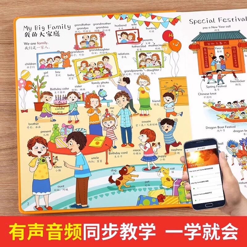 儿童英语单词大书 幼儿英语启蒙绘本 幼儿园自然拼读教材3-4-5—6岁亲子阅读老师推荐中班大班适合三四五岁宝宝学英文分级阅读书籍