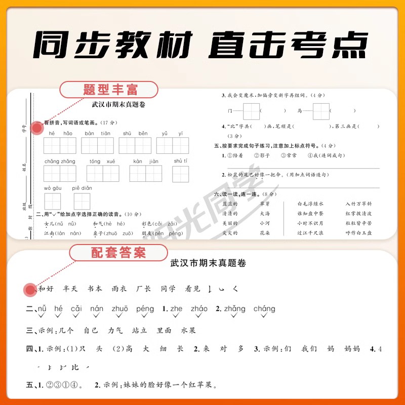 阳光同学期末复习卷冲刺100分一年级下册二下三四五六小学全套试卷测试卷语文数学英语人教版苏教北师大同步各地总真题RJ - 图2