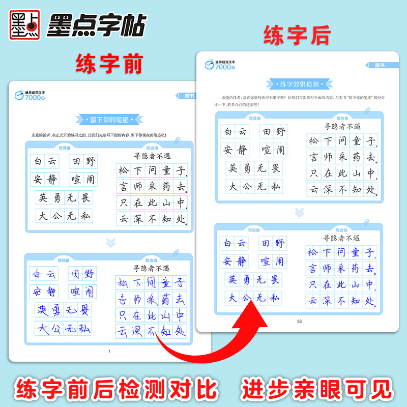 荆霄鹏楷书行楷字帖通用规范汉字7000字常用字楷体字帖初学者硬笔书法教程初中生高中生成人男女生字体漂亮行书入门练字帖墨点字帖 - 图2