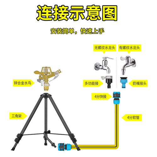 喷灌摇臂喷头园林浇水喷头草坪浇水喷头360度旋转农业灌溉喷头 - 图3