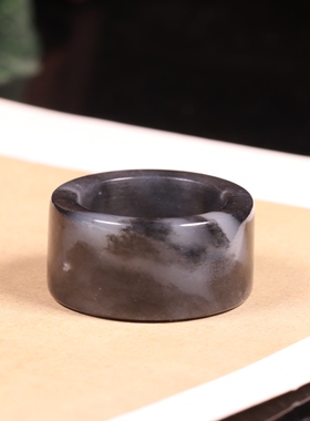 新疆和田玉籽料青花意境扳指戒圈