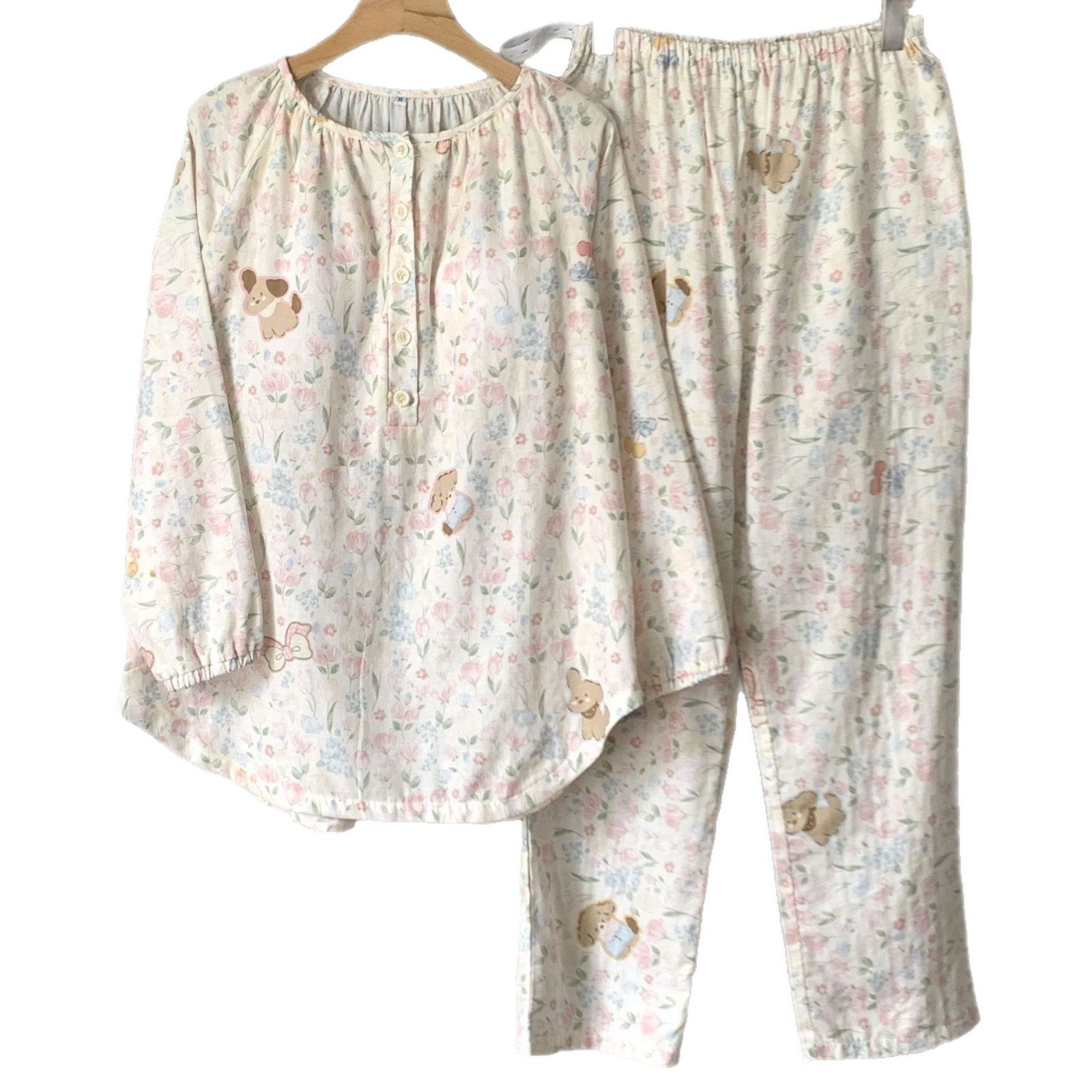 春夏薄款带胸垫月子服套装长袖纯棉纱布孕妇喂奶产妇产后哺乳睡衣,淘宝优惠券,粉丝福利购,淘宝优惠卷