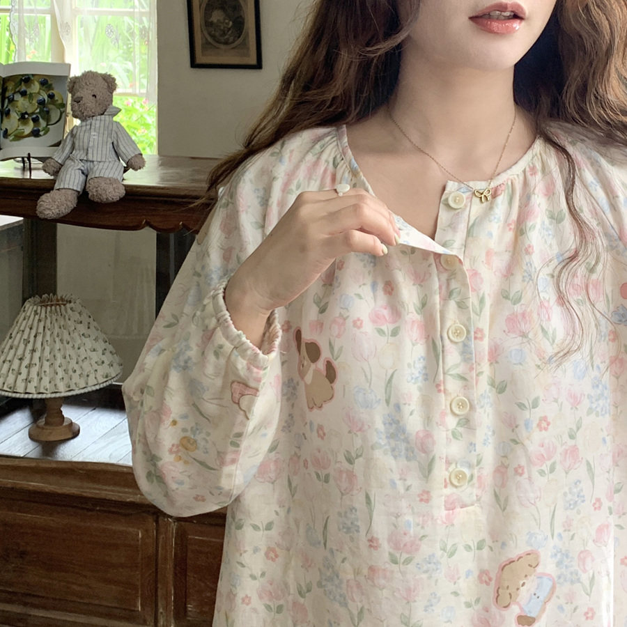 春夏薄款带胸垫月子服套装长袖纯棉纱布孕妇喂奶产妇产后哺乳睡衣,淘宝优惠券,粉丝福利购,淘宝优惠卷