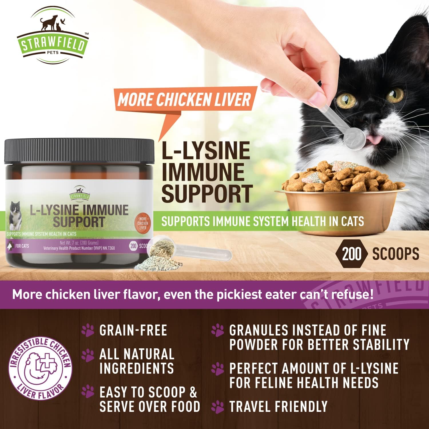 美国直邮 Strawfield Pets L-Lysine 猫用赖氨酸补充剂 免疫支持 - 图0