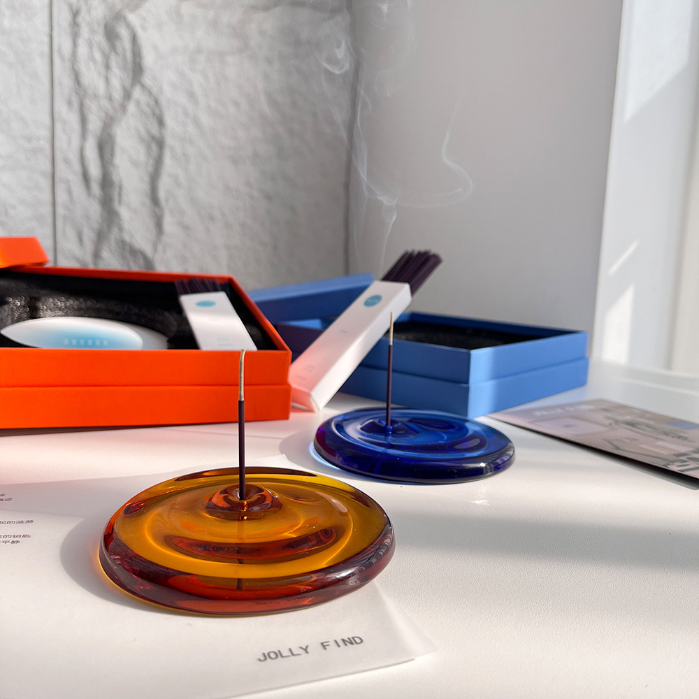 小众高级！礼盒套装！北欧家居美学室内摆件涟漪玻璃香座手工线香,淘宝优惠券,粉丝福利购,淘宝优惠卷