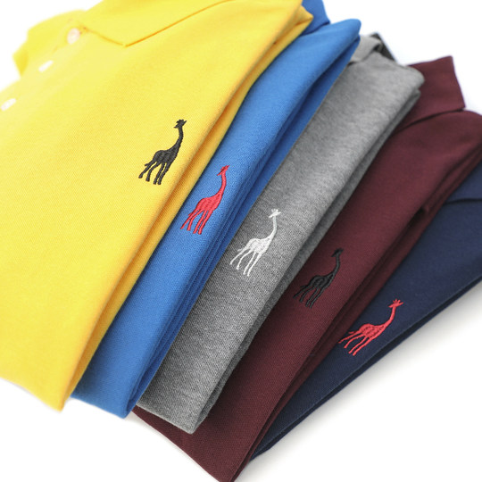 Cotton double yarn pique washed embroidered long-sleeved POLO shirt