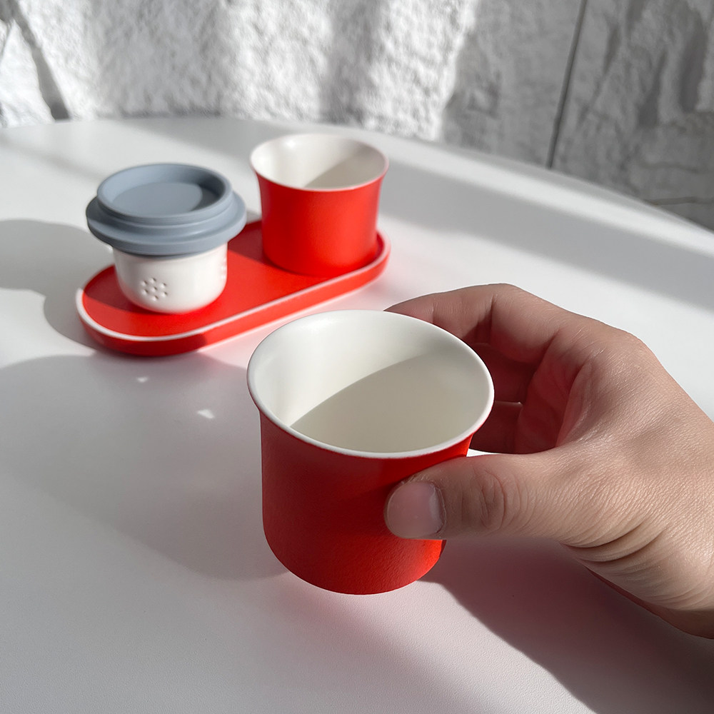 东方器韵！火与土的艺术！高温瓷土红釉茶杯便携办公旅行茶具套装,淘宝优惠券,粉丝福利购,淘宝优惠卷