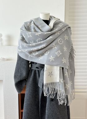 Winter Scarf Shawl Scarves Wraps围巾女冬双面提花披肩加厚保暖