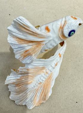 ZR欧美重工夸张白色烤漆金鱼开口宽手镯女轻奢小众高级感精致手环