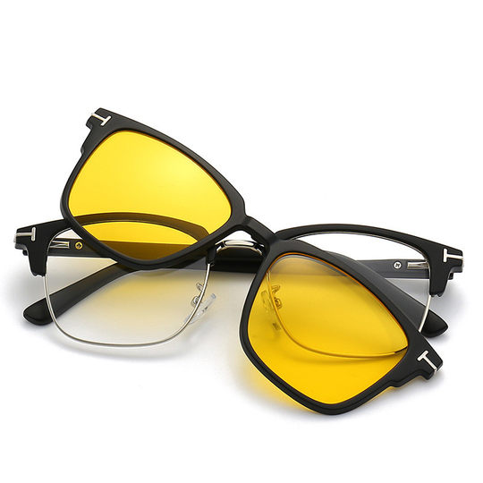 Magnetic glasses men's half-frame myopia dual-use polarized clip-on sunglasses with prescription driver's sunglasses for women