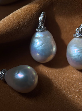 纯银多用扣天然炫彩皱巴吊坠项链