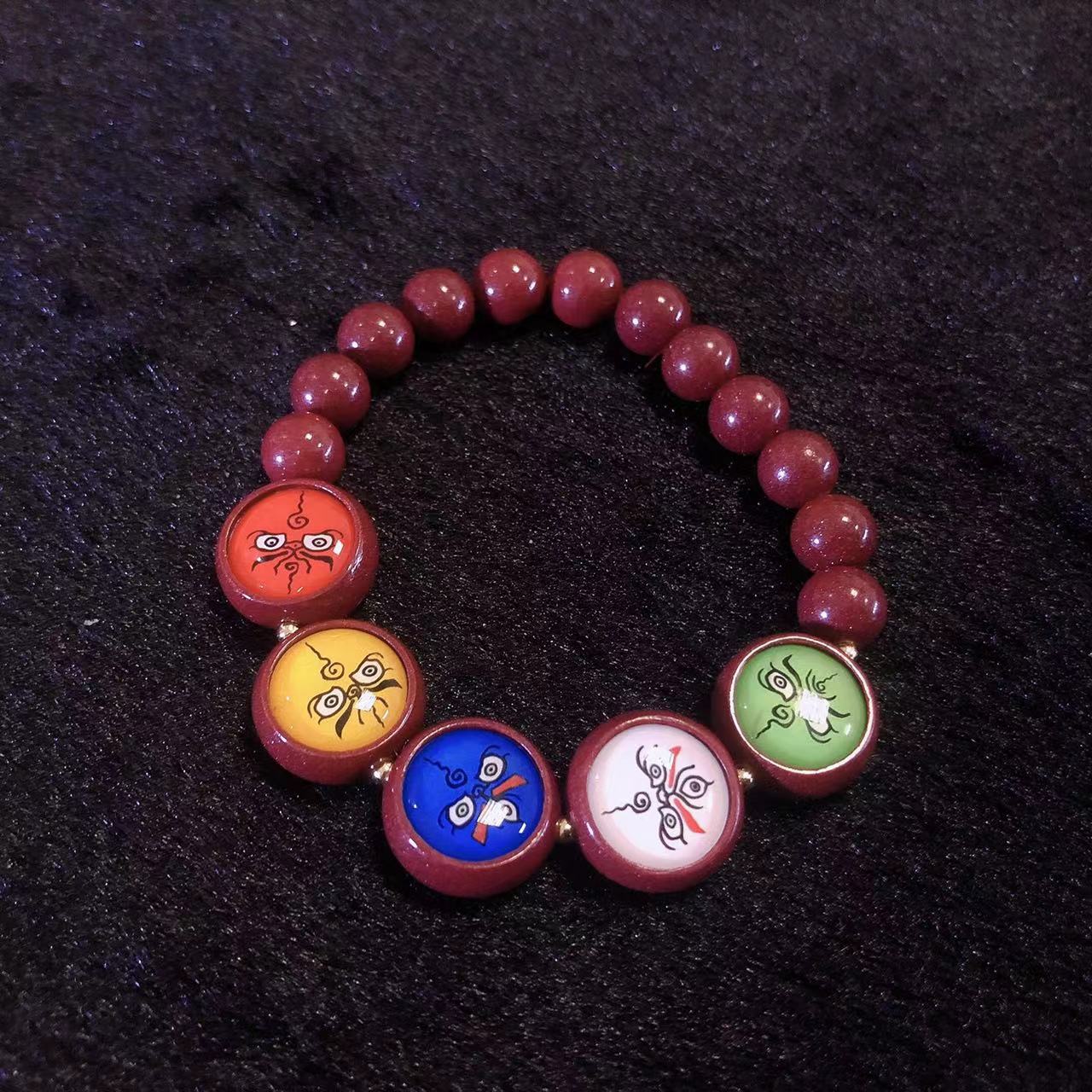 天然高含砂量朱砂紫晶砂唐采手链女湘西男士款龙年转运情侣手链 - 图1