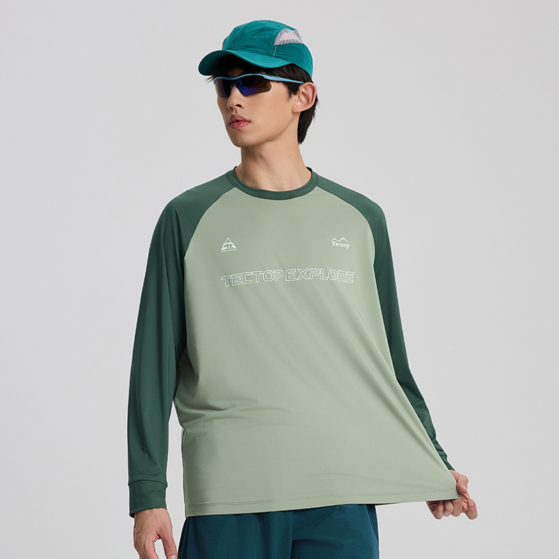 TECTOP探拓户外春夏男女同款弹力休闲速干衣圆领轻薄宽松长袖T恤 - 图3