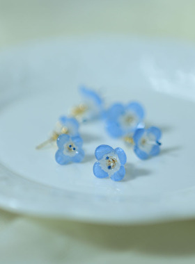拾花纪原创 汉服配饰 阿拉伯婆婆纳热缩耳钉 耳饰  古风