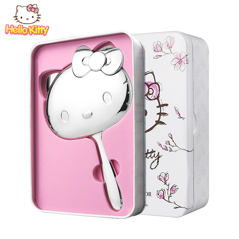正版Hello Kitty手柄化妝鏡隨身便攜鏡子情人節禮物浪漫 送女朋友