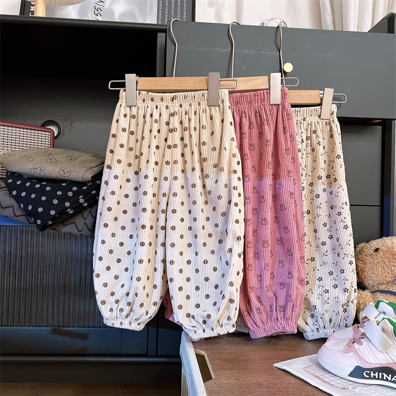 韩韩良品中大童灯芯绒休闲裤2024秋季新款男女童宽松韩版哈伦裤潮,淘宝优惠券,粉丝福利购,淘宝优惠卷