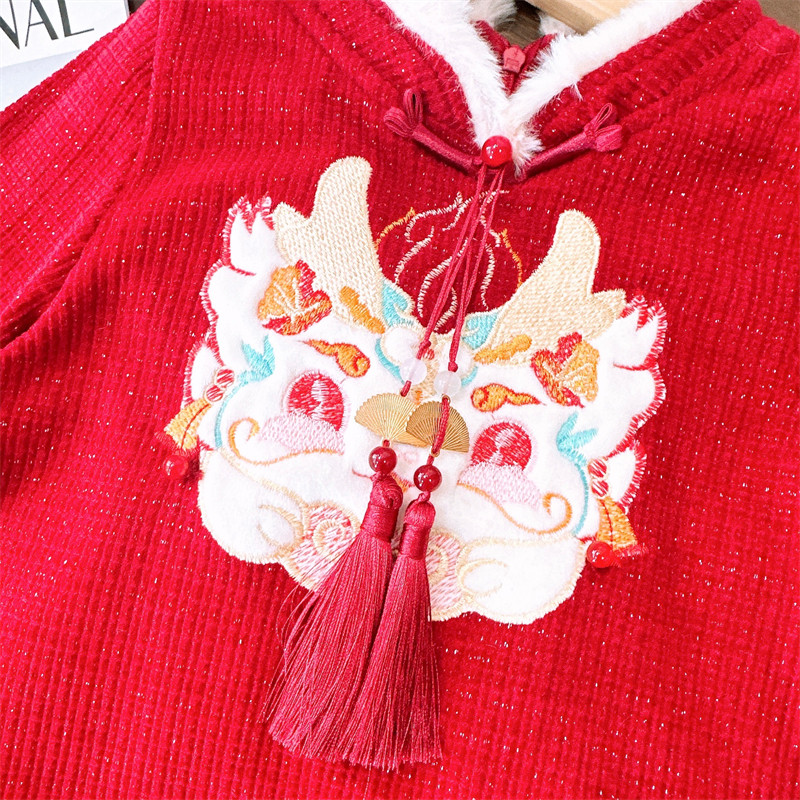 韩韩良品女童中国风拜年服旗袍裙冬季2023新款洋气宝宝加绒裙子,淘宝优惠券,粉丝福利购,淘宝优惠卷