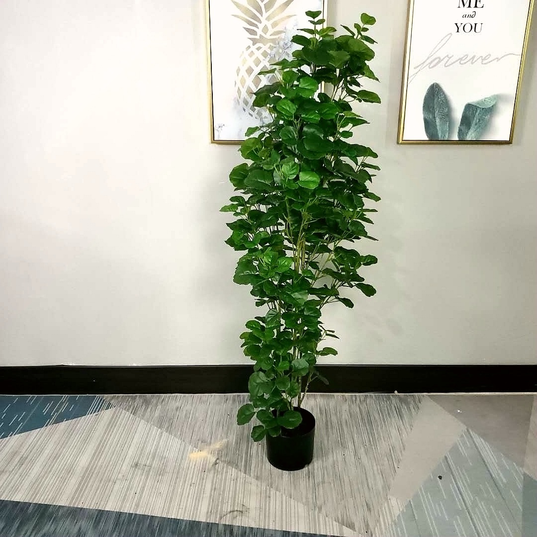 仿真绿海棠丛生小树盆栽人造植物定做假植物摆放景观工艺品-图1