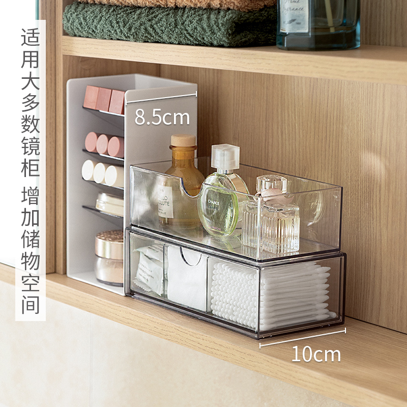 抽屉桌面化妆品收纳盒宿舍多层护肤品置物架透明亚克力收纳筐盒 - 图2