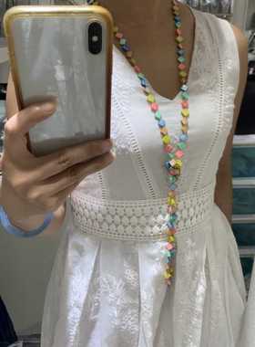 天然淡水贝壳长款项链度假风海边风彩色项链可定制长度 俏立 特价