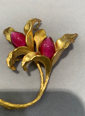 琉璃花朵胸针吊坠双用 铜镶  经典气质 55*48MM 花卉 女式