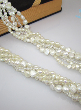 水晶缠绕一款多戴珍珠项链