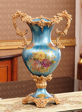 欧式典雅树脂花瓶奢华金色餐厅