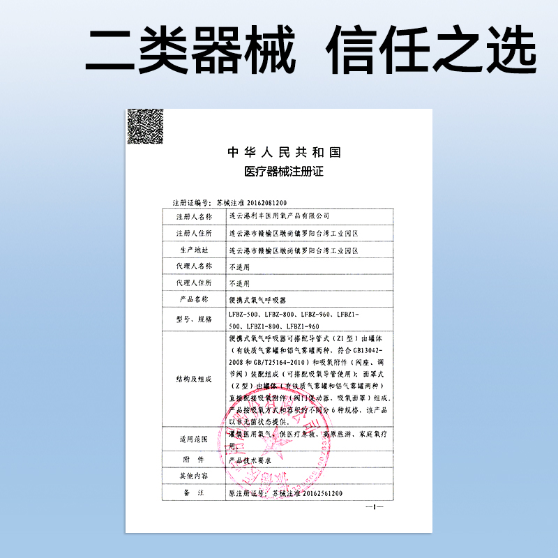 振德医用氧气瓶便携式氧气罐家用老人孕妇专用面罩吸应急高原旅游