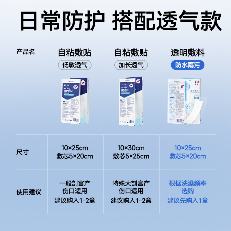 振德医用剖腹产防水贴产后洗澡专用安士达无菌贴大号伤口贴创口贴