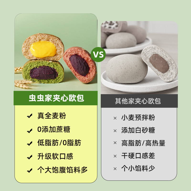 全麦欧包0低脂肪卡减无糖夹心精油 菜青虫食品西式糕点