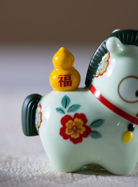 陶瓷小马摆件马年吉祥物招财