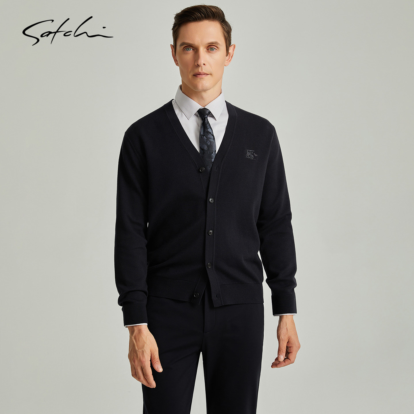 [新年战袍]SATCHI沙驰男装男士针织开衫外套冬季羊毛学院风毛衣厚,淘宝优惠券,粉丝福利购,淘宝优惠卷