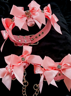 纯欲风蝴蝶结铃铛项圈女K9牵引绳