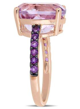 Amour 7 8 CT TGW椭圆形cut Amethyst 玫瑰De France戒指镀