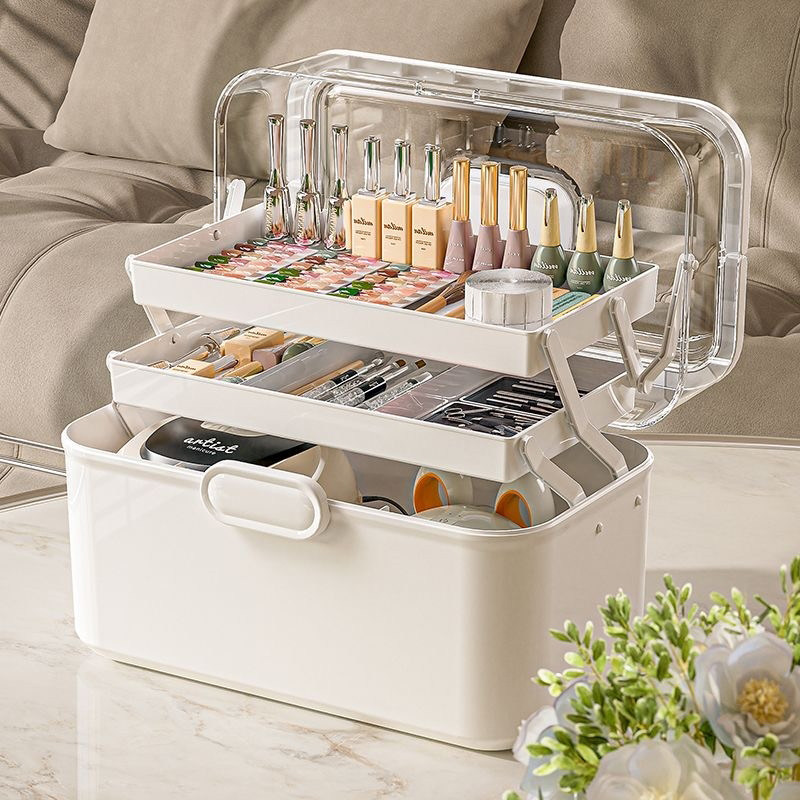 美甲工具收纳箱三层家用大容量儿童文具甲油胶光疗机专用收纳盒子,淘宝优惠券,粉丝福利购,淘宝优惠卷