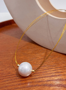 欧美风跨境货源个性人鱼姬珍珠项链批发女简约时尚百搭丝线常规链