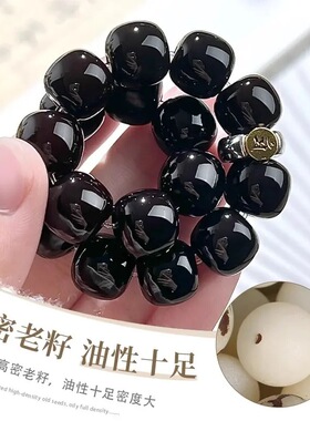 菩提根盘串国风天然菩提手链男女生款十二生肖本命佛墨玉文玩手串