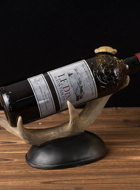 跨境鹿角红酒架树脂摆件家居酒柜电视柜客厅动物酒架装饰品工艺品