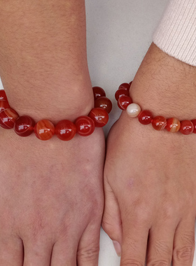 天然红缠丝玛瑙手链单圈水晶玉髓