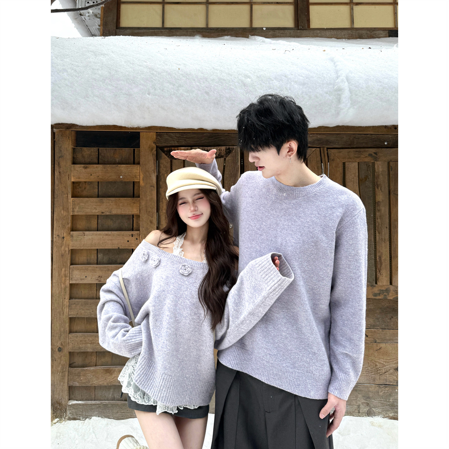 情侣装秋冬2025新款ins超火毛衣男女韩版宽松法式针织衫外套潮牌 - 图2