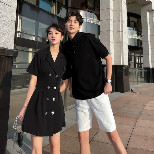 Tide, небольшая дизайнерская парная одежда для влюбленных, летняя одежда, пиджак классического кроя, платье, футболка с коротким рукавом, юбка, тренд сезона, в корейском стиле