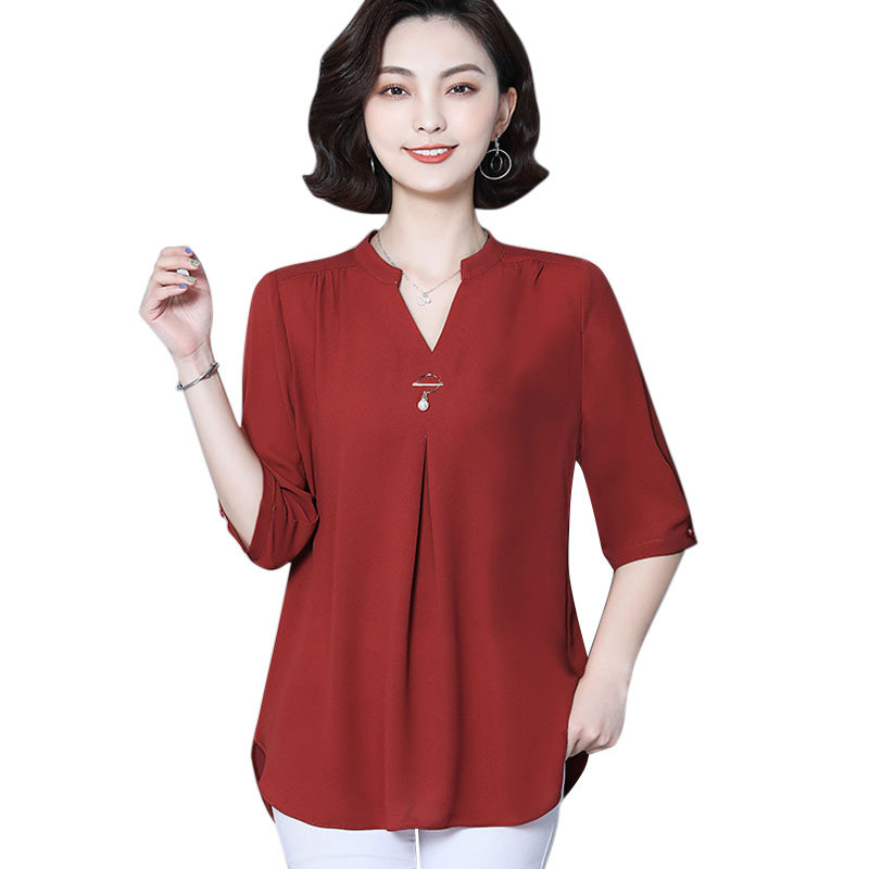 妈妈真丝2020新款遮肚子显瘦雪纺衫 碧韩妮蕾丝衫/雪纺衫